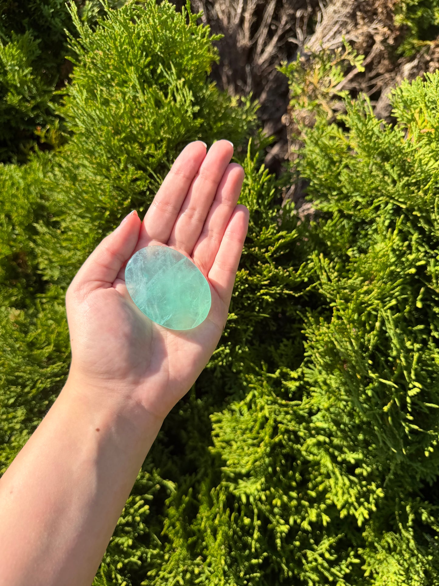 Green Fluorite Palm Stone