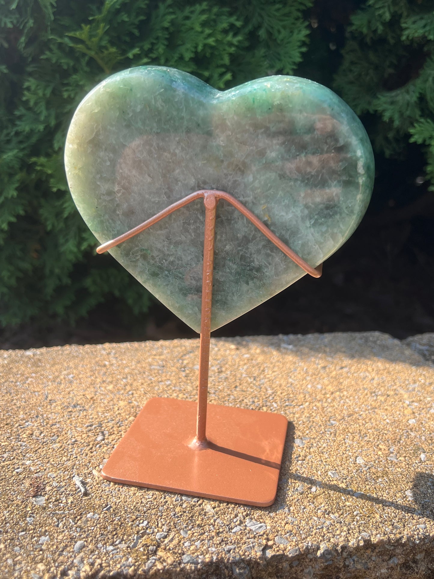 Large Fuchsite Heart on Stand