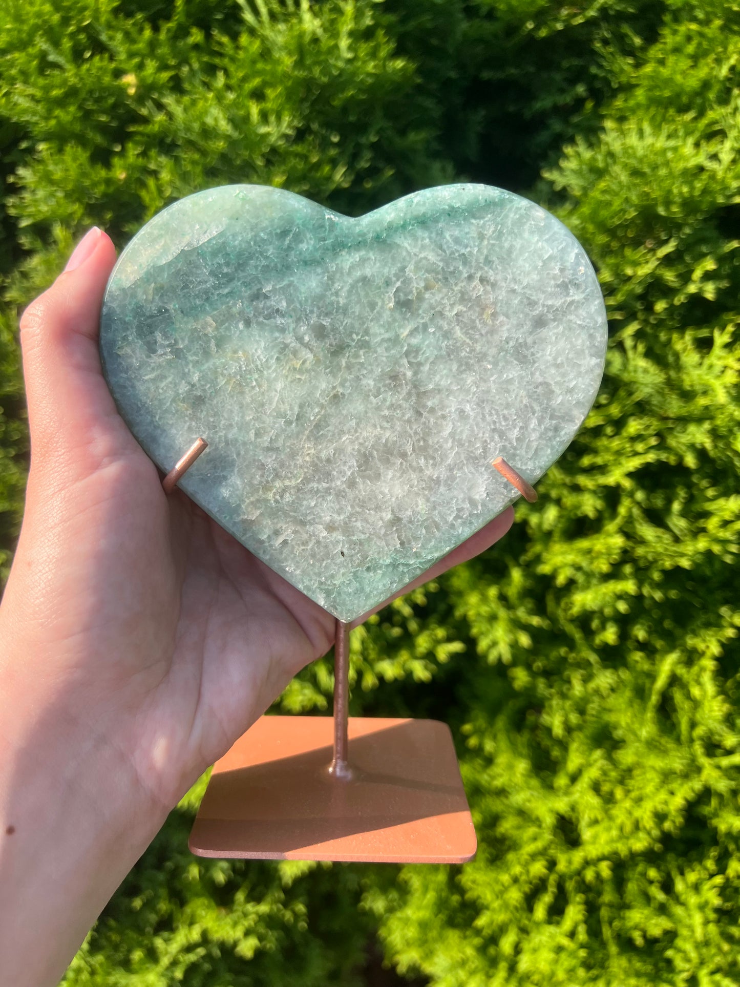 Large Fuchsite Heart on Stand
