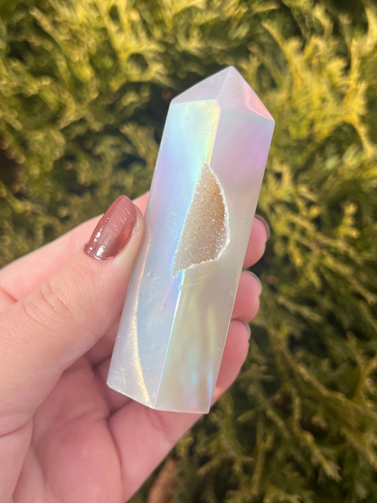 Druzy Agate Point with Aura Coating