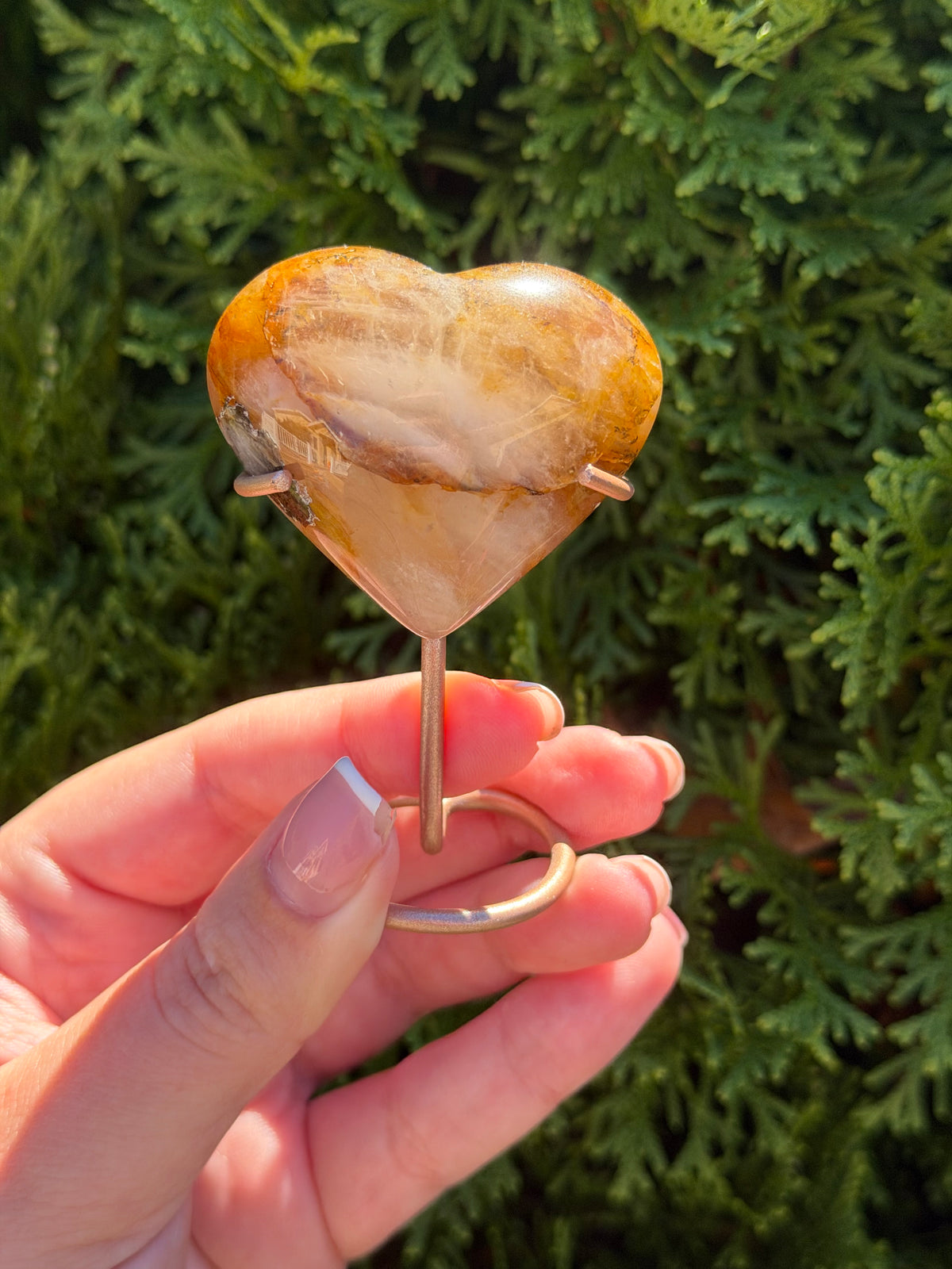 Golden Healer Quartz Heart on Stand