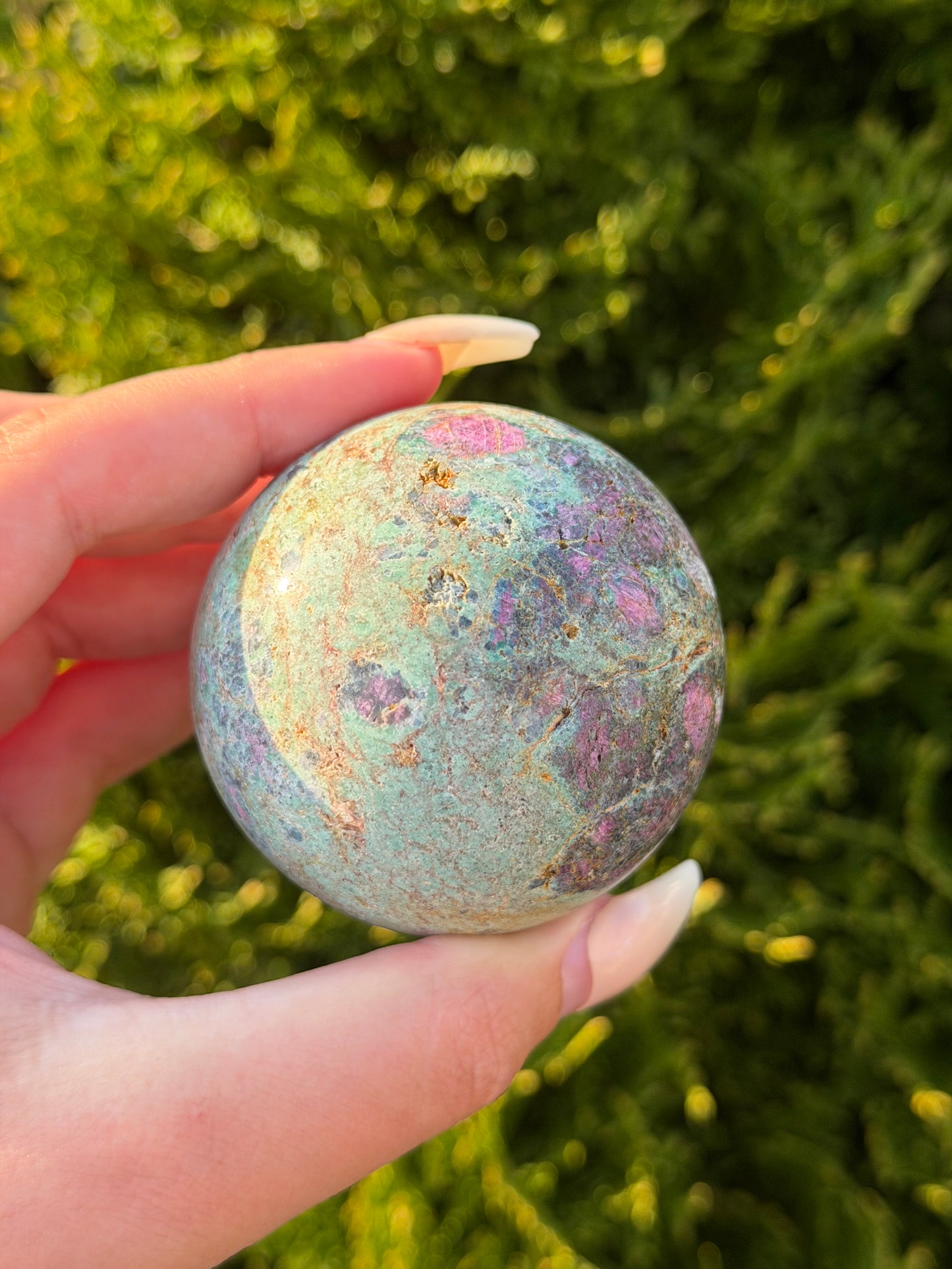 Ruby in Fuchsite Sphere