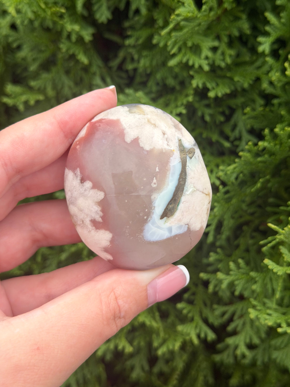 Flower Agate Palm Stone