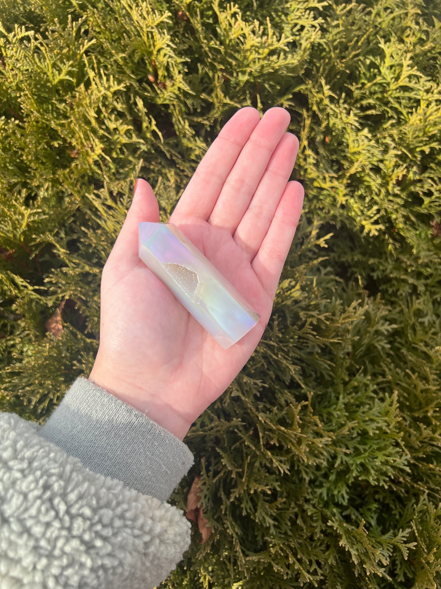 Druzy Agate Point with Aura Coating