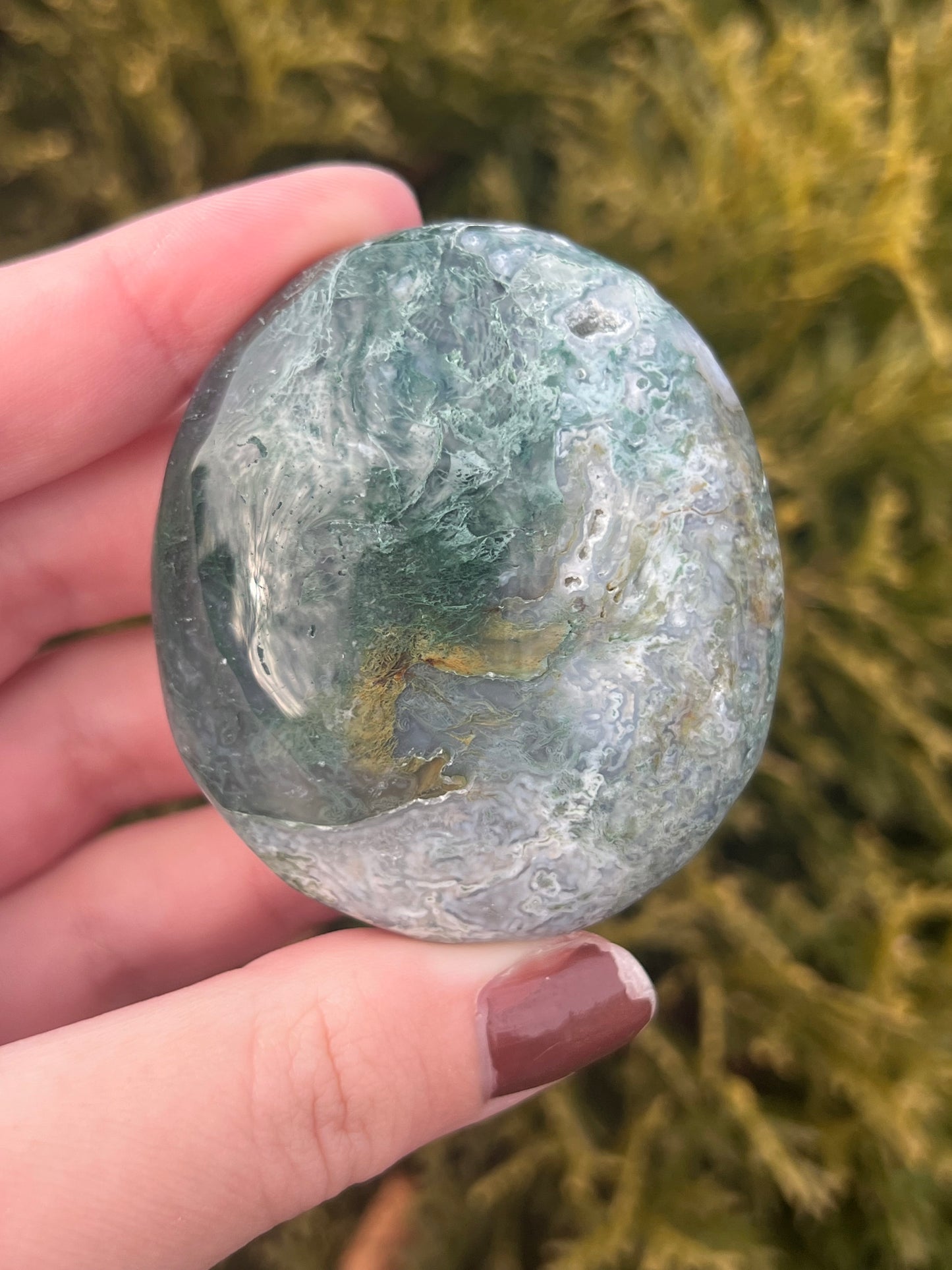 Moss Agate Palm Stone