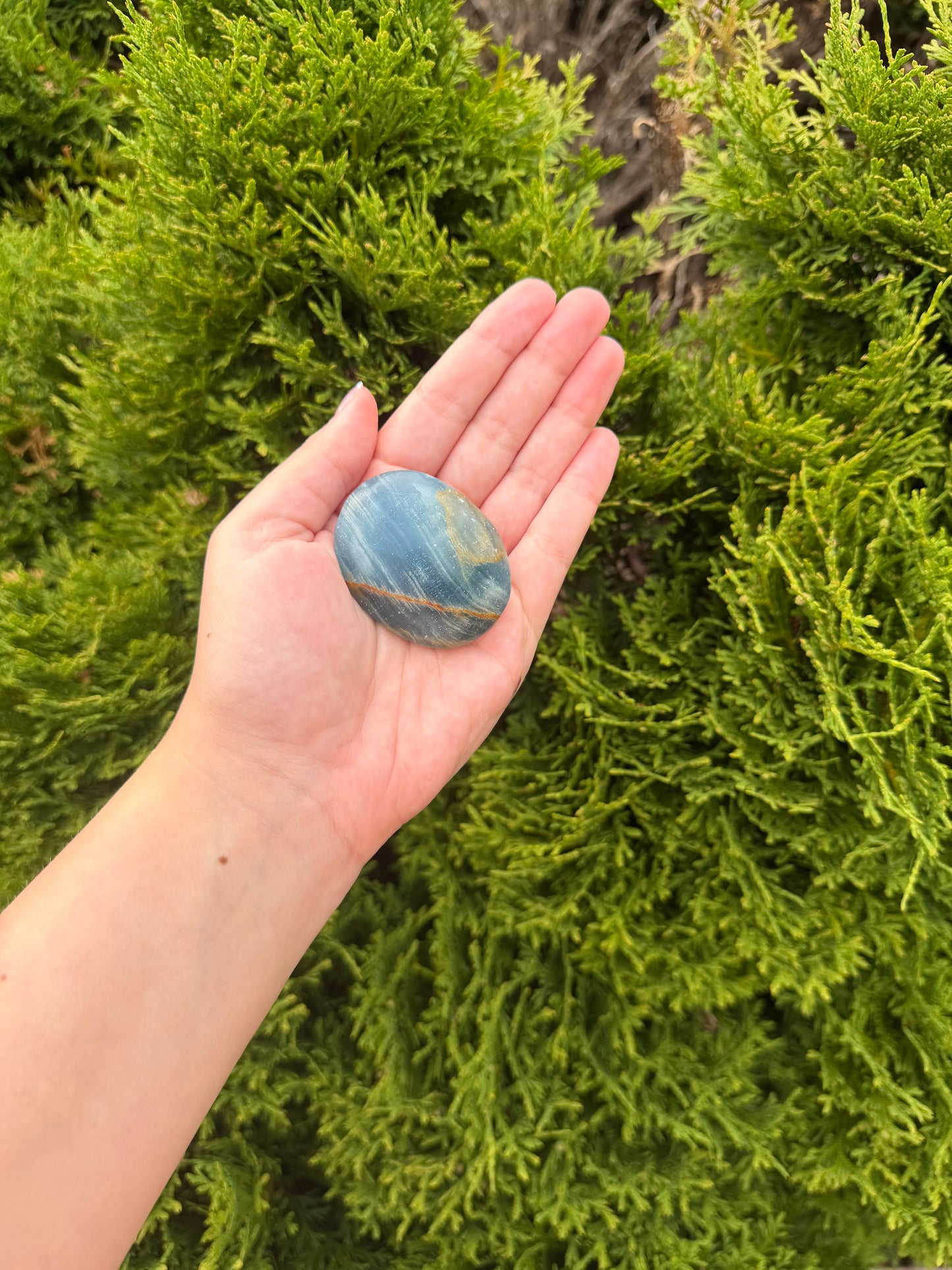 Blue Onyx Palm Stone