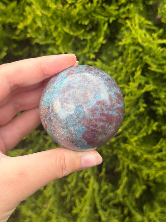Blue Kyanite in Ruby Sphere