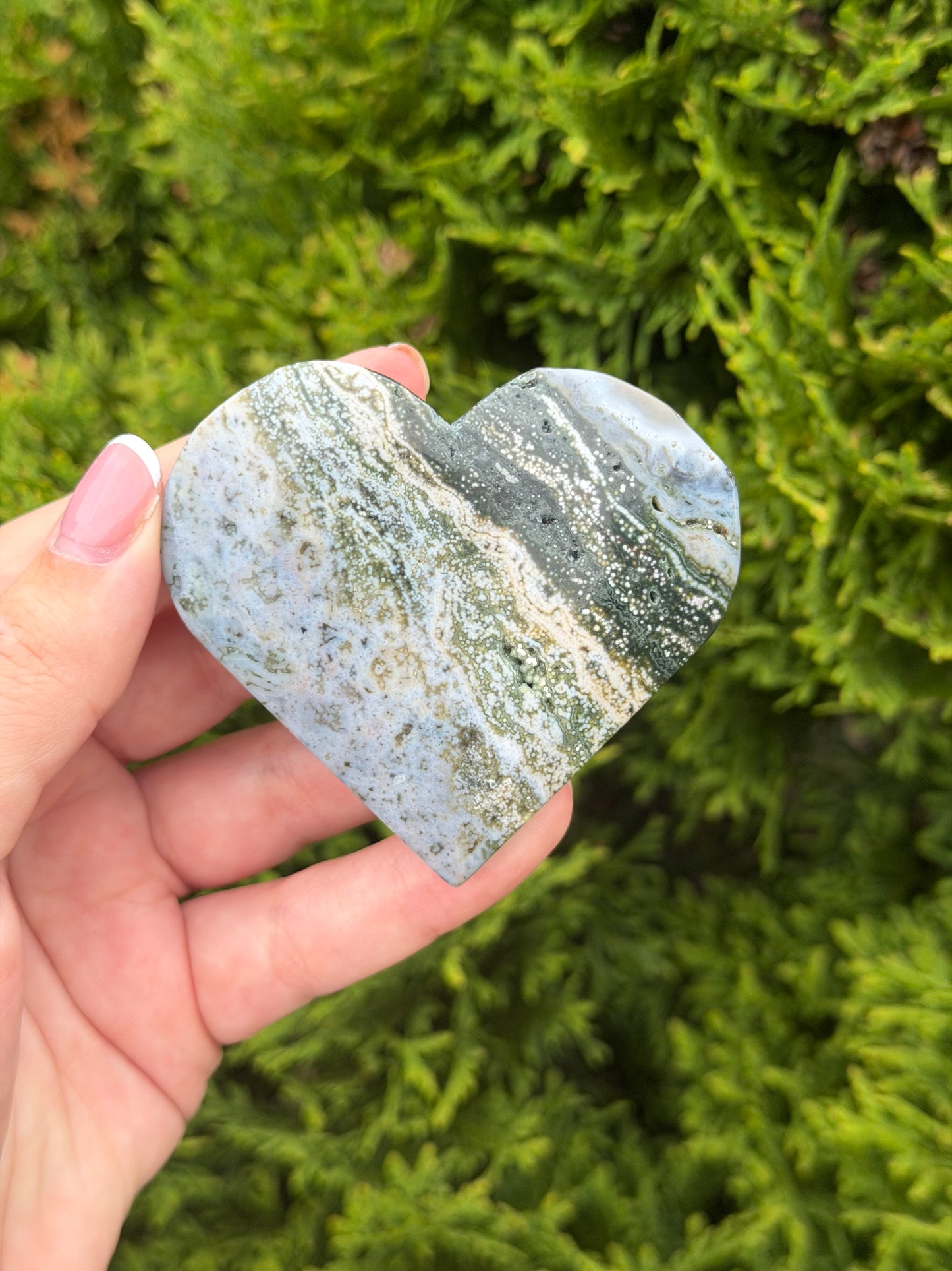 Bubble Orbicular Ocean Jasper Heart 1