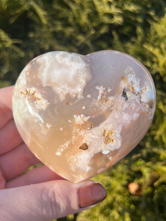 Flower Agate Heart #1