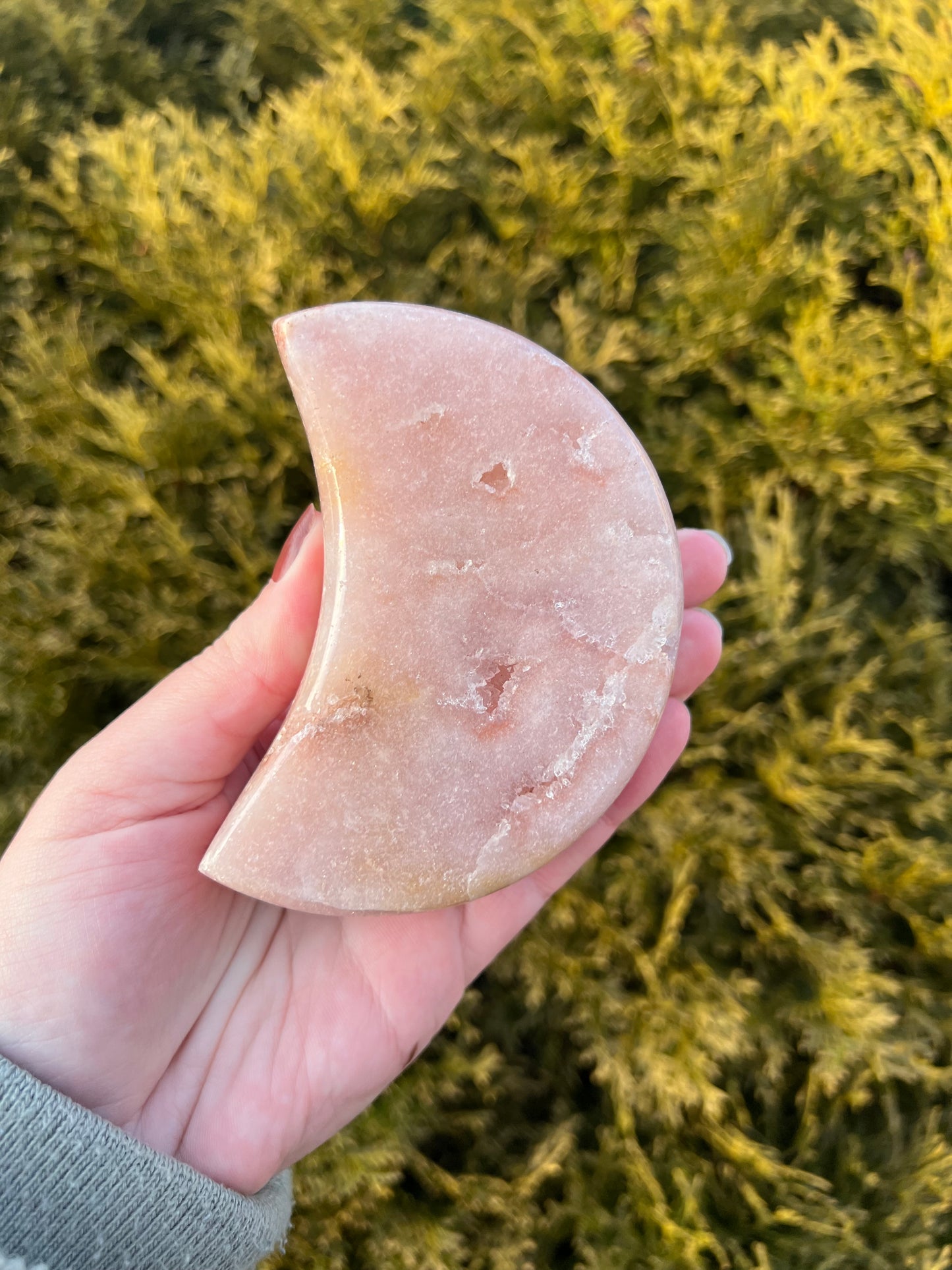 Pink Amethyst Moon on Stand