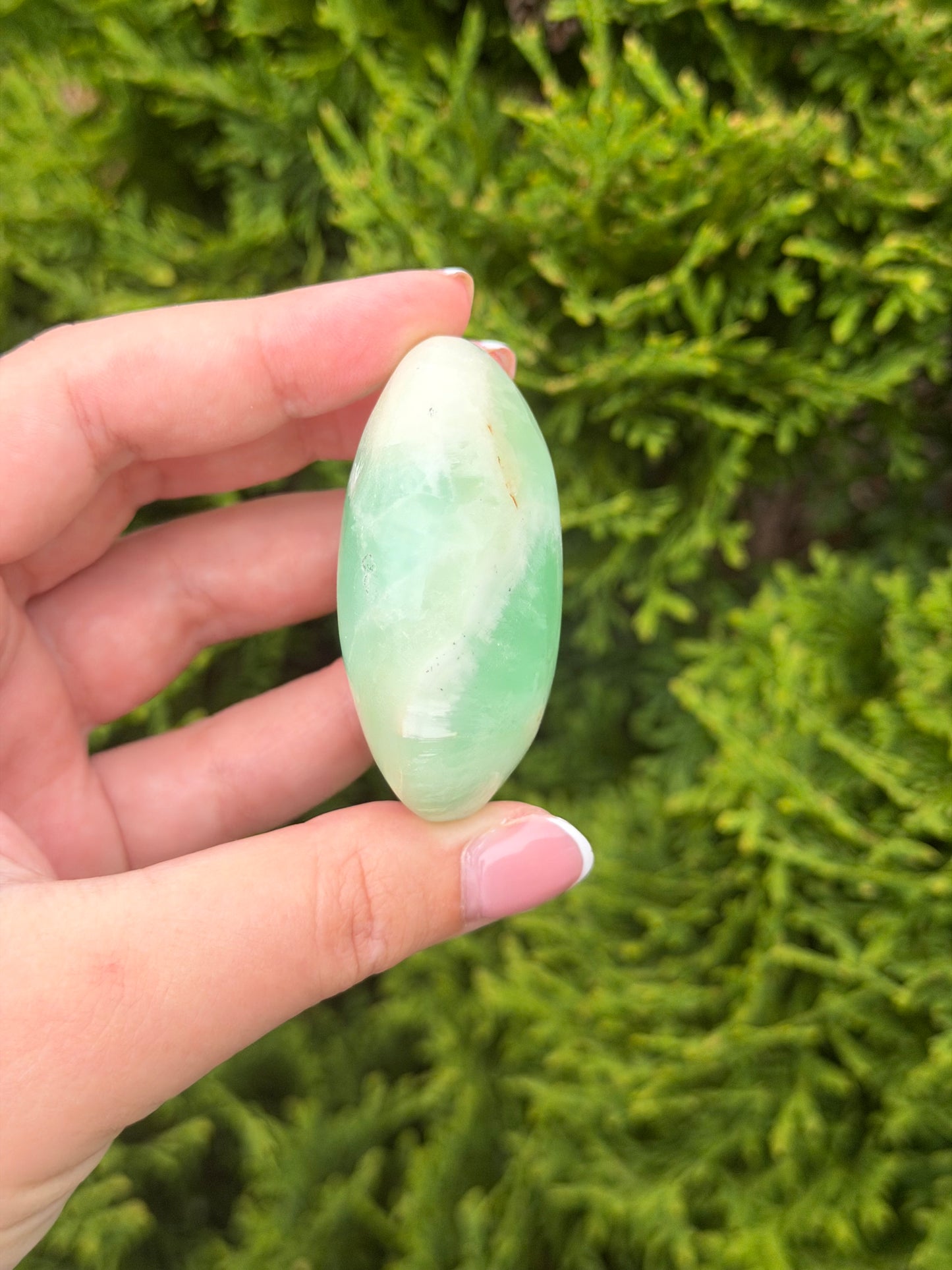 Pistachio Calcite Palm Stone
