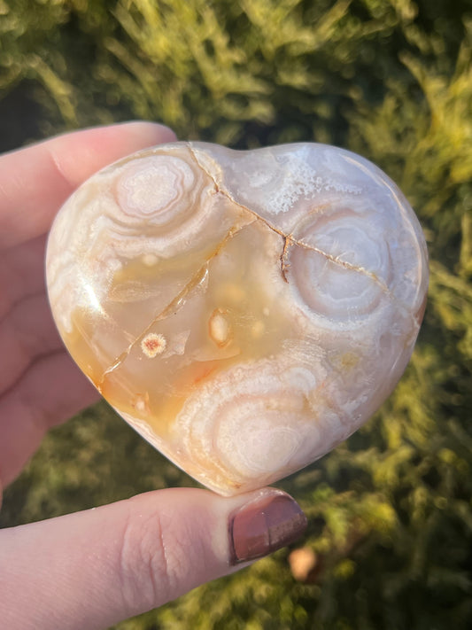 Flower Agate Heart #2