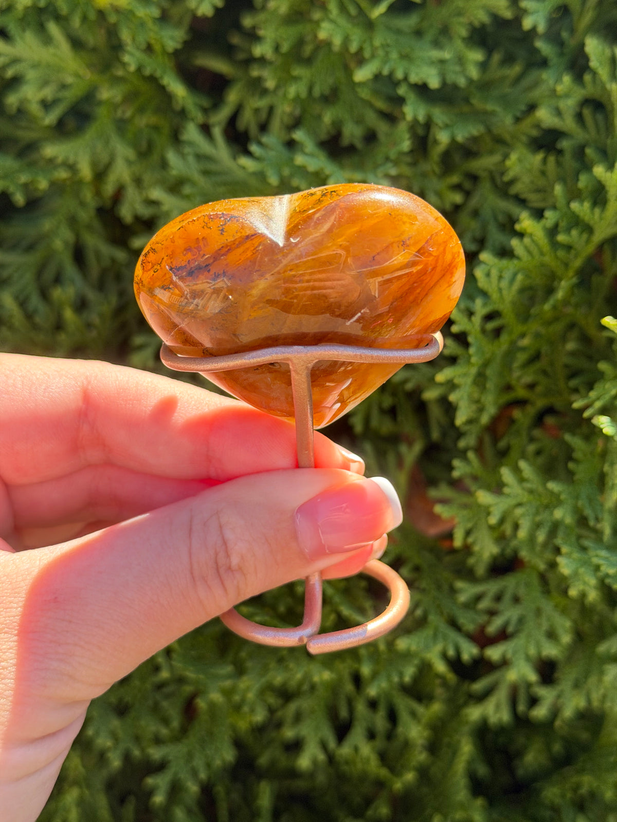 Golden Healer Quartz Heart on Stand