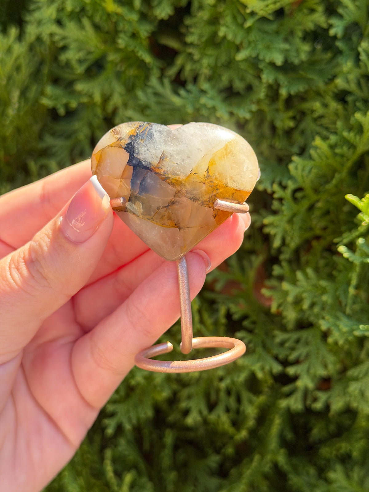 Golden Healer Quartz Heart on Stand