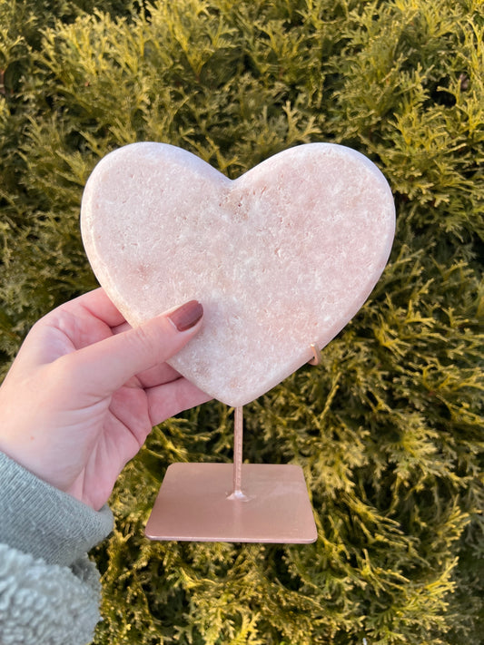 Pink Amethyst Heart on Stand