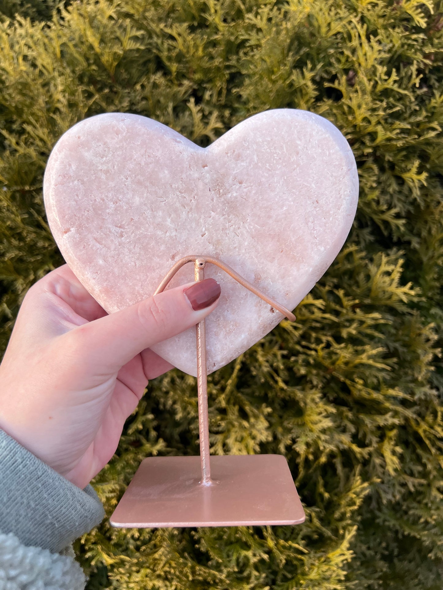 Pink Amethyst Heart on Stand