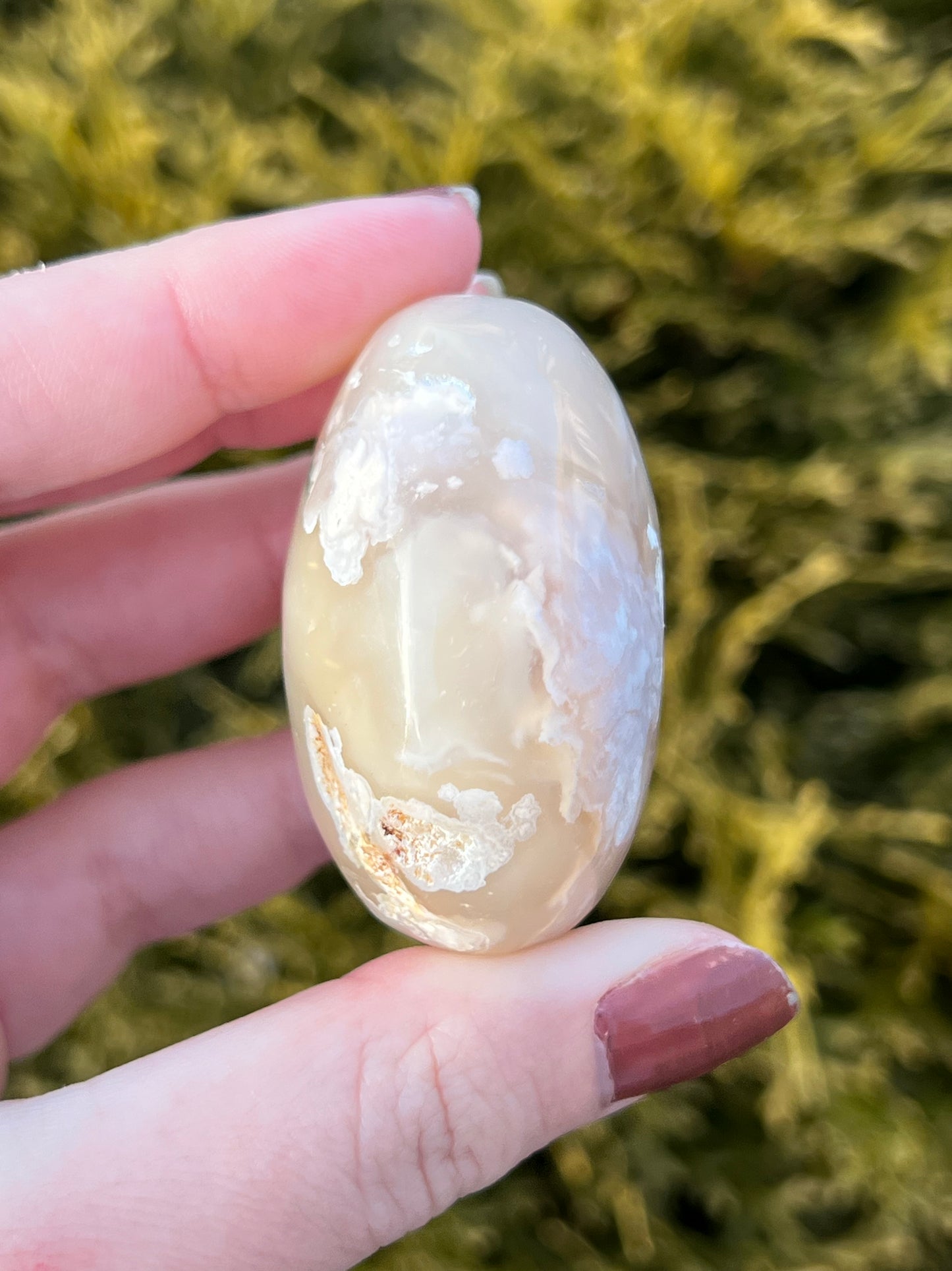 Flower Agate Palm Stone