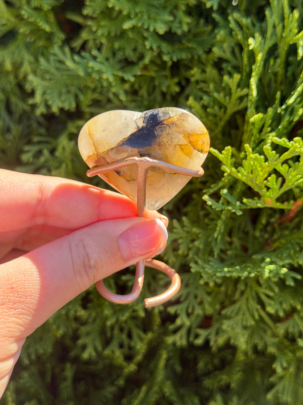 Golden Healer Quartz Heart on Stand