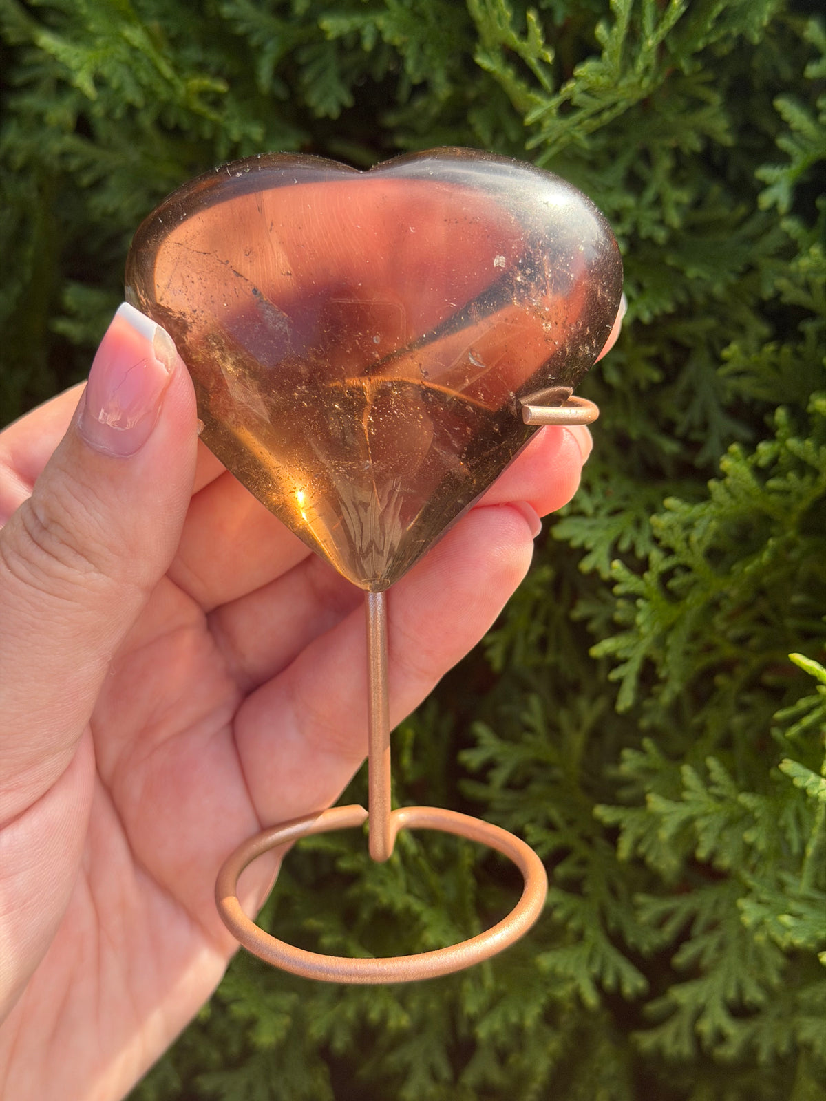 Smoky Quartz Heart on Stand