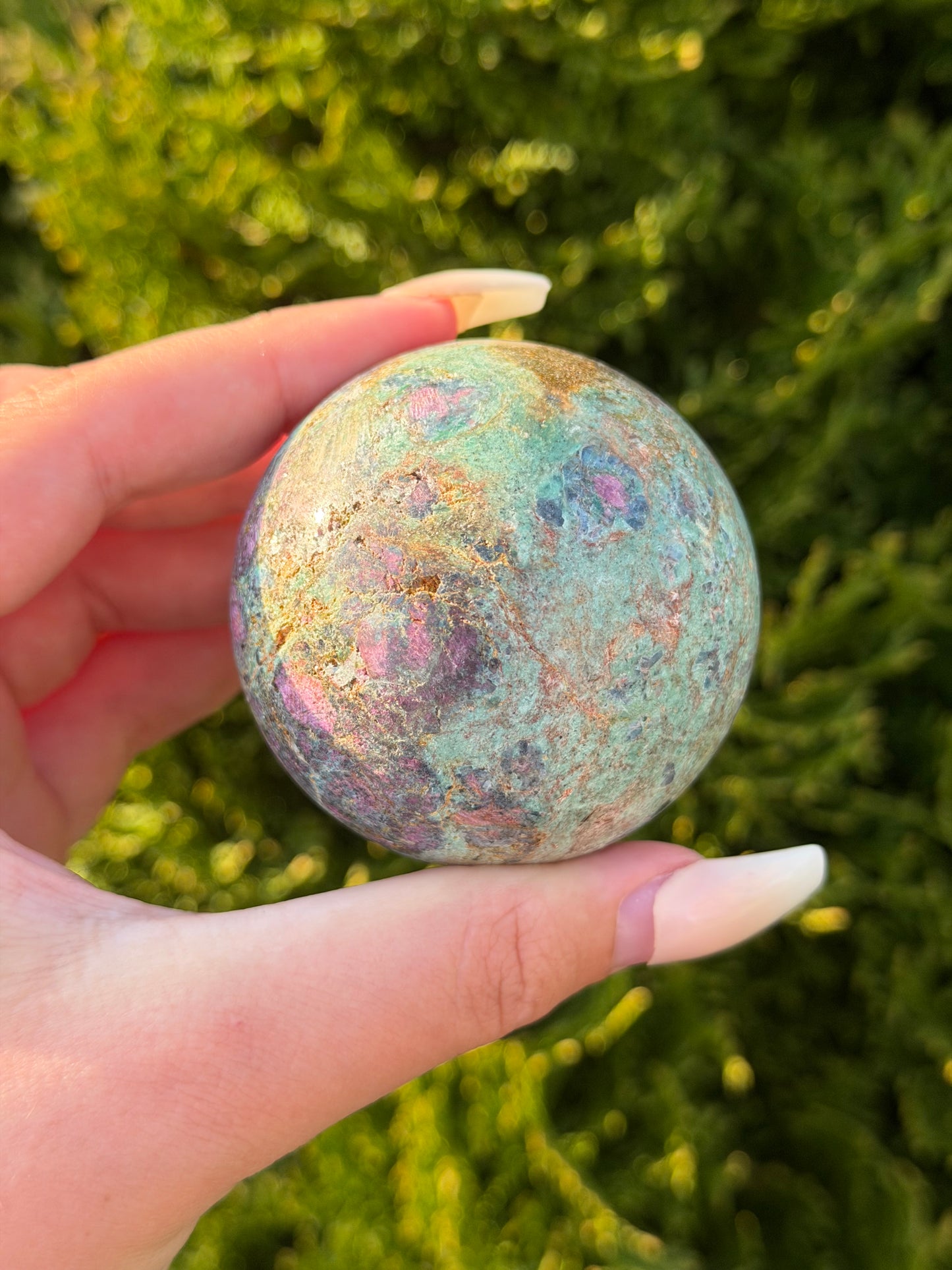 Ruby in Fuchsite Sphere