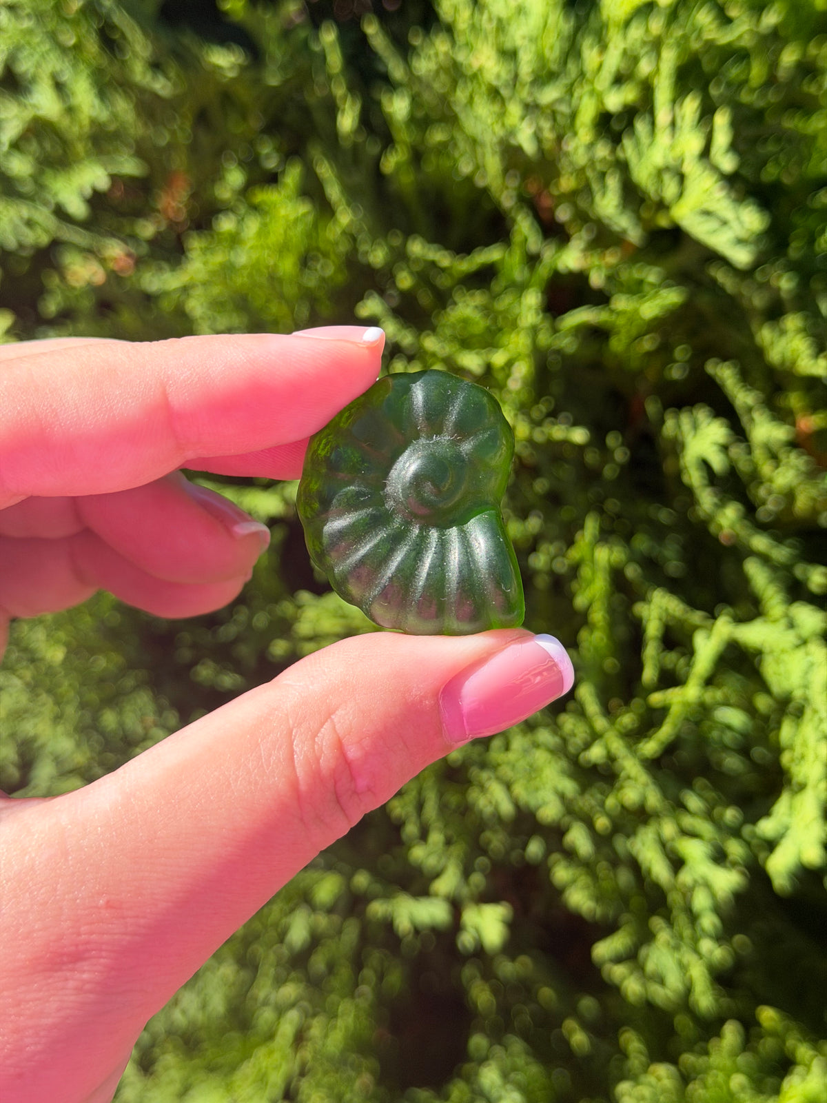 Green Man Made Crystal Shell