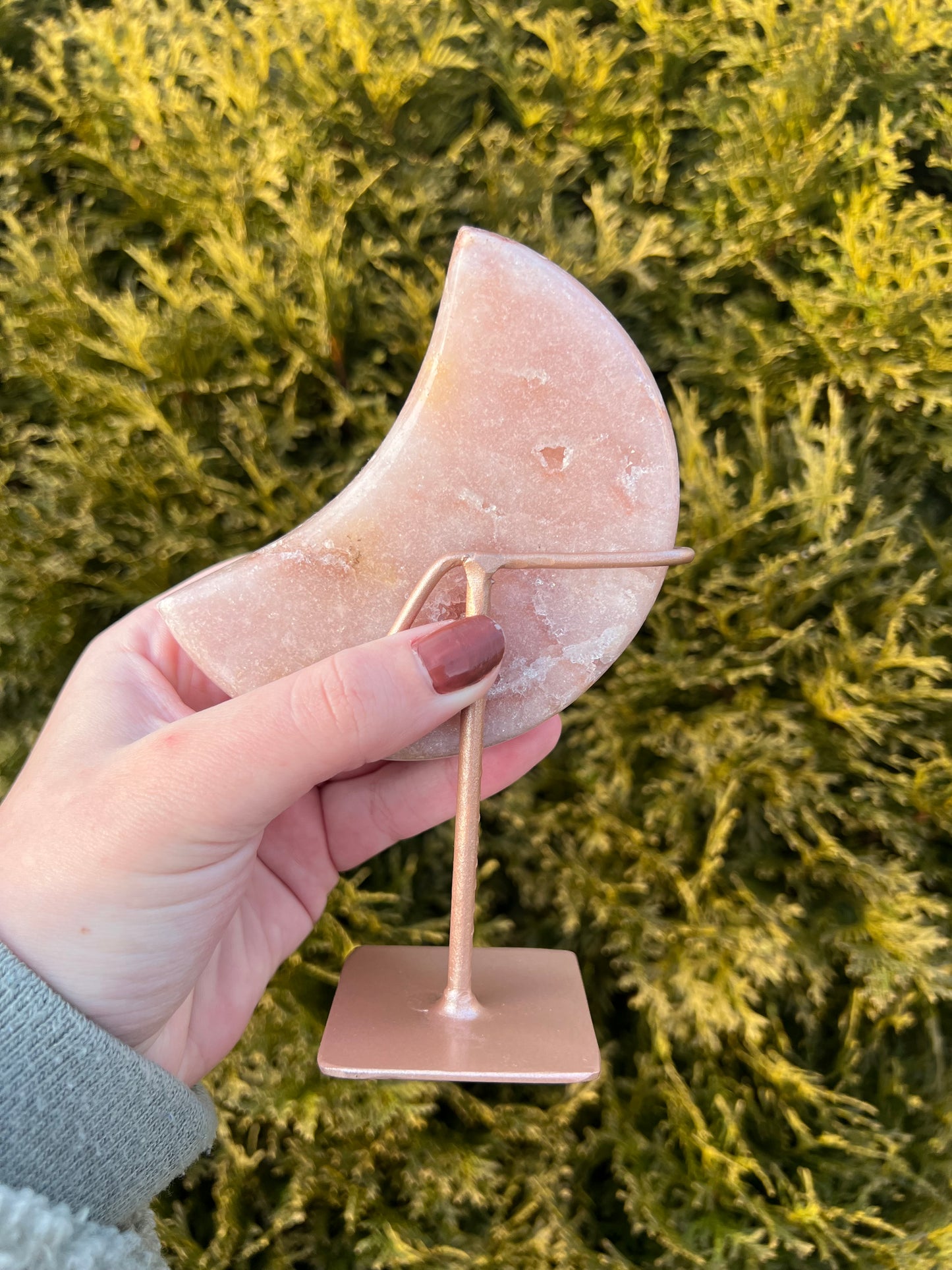 Pink Amethyst Moon on Stand