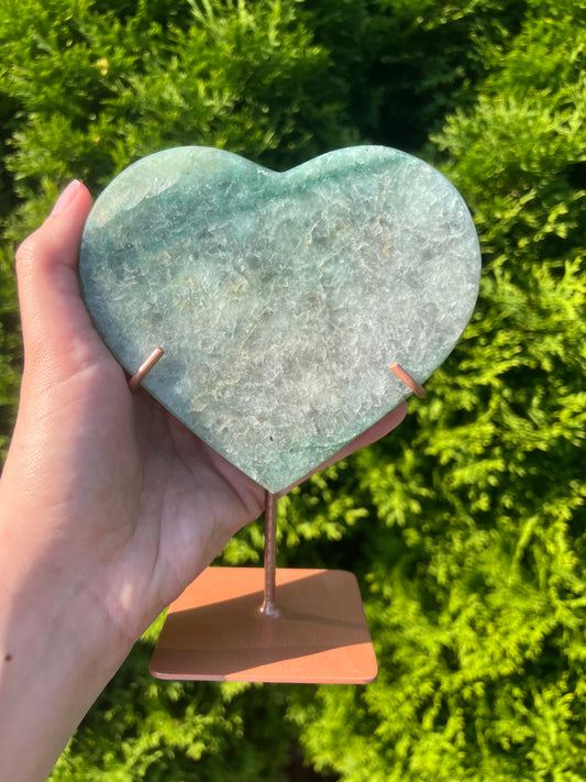 Large Fuchsite Heart on Stand