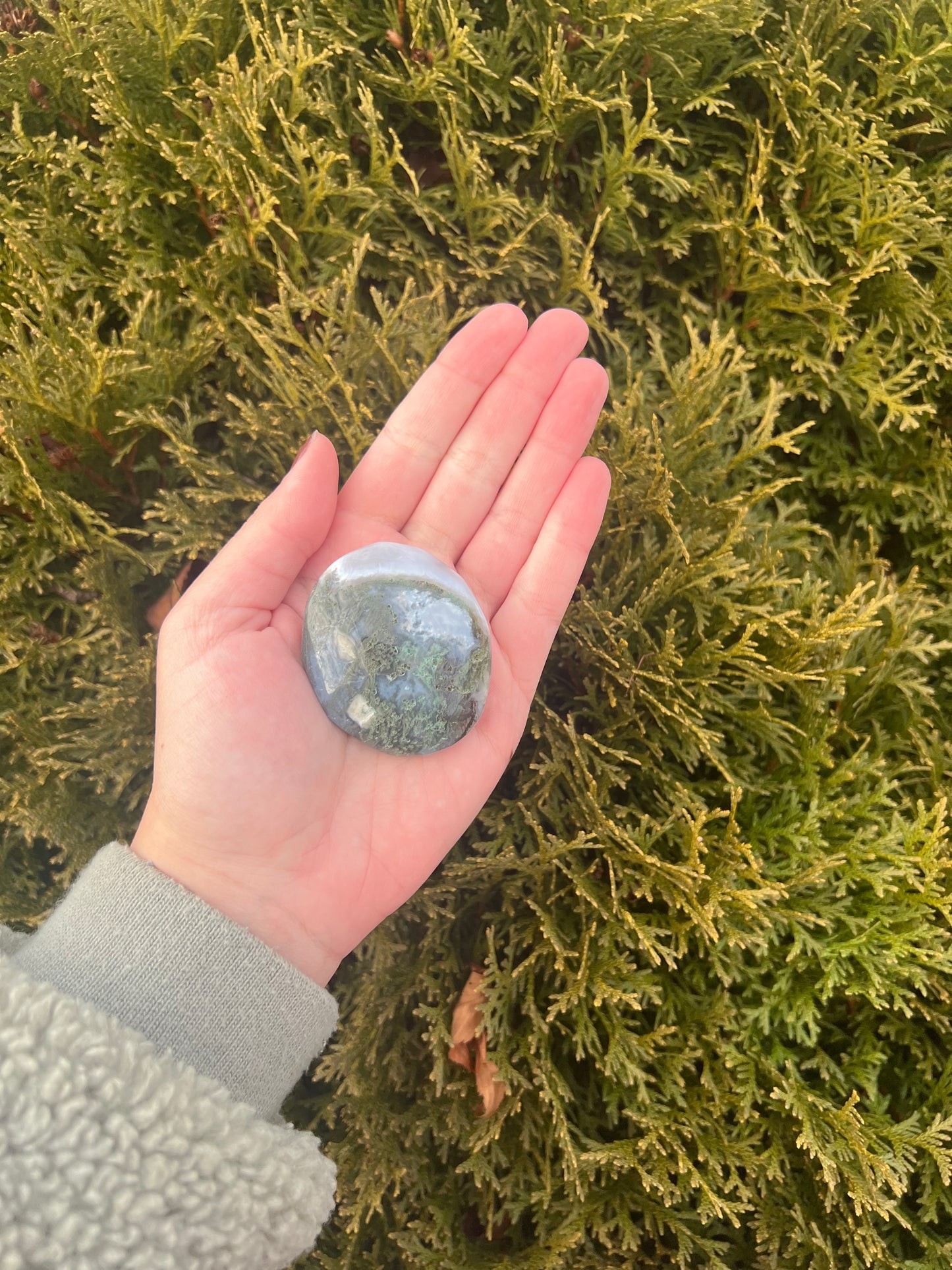 Moss Agate Palm Stone