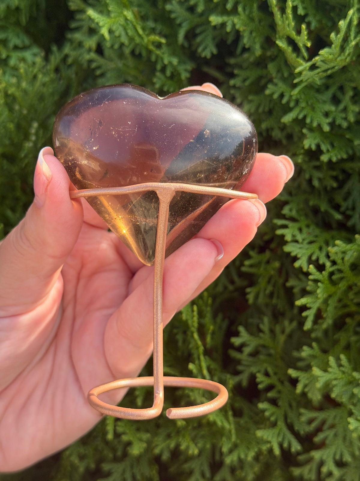 Smoky Quartz Heart on Stand