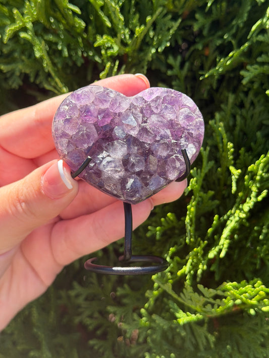 Purple Amethyst Heart on Stand