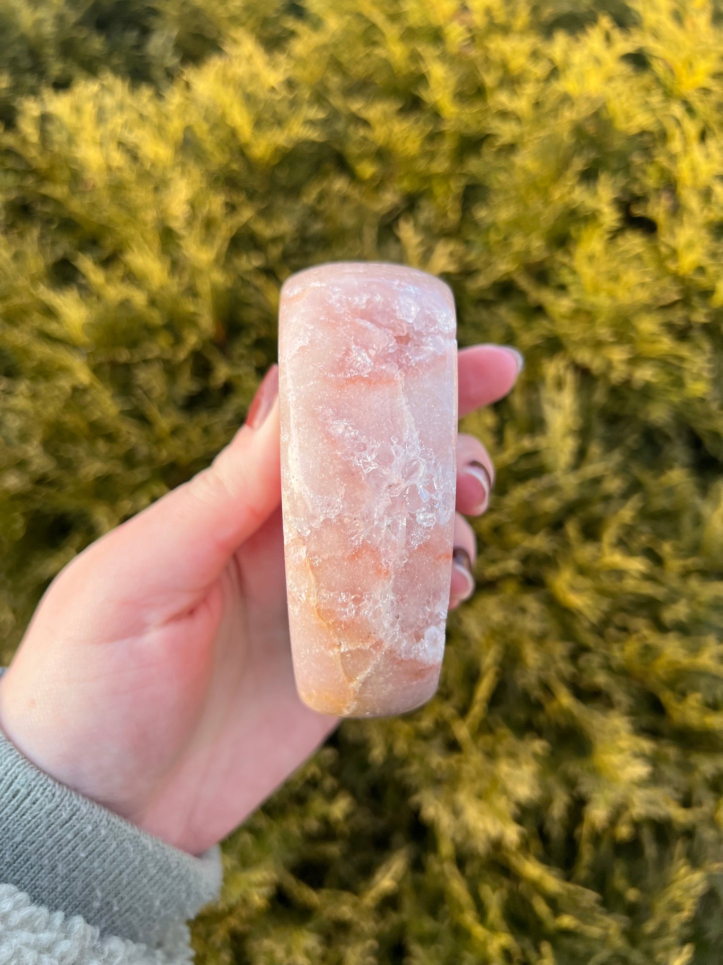 Pink Amethyst Moon on Stand