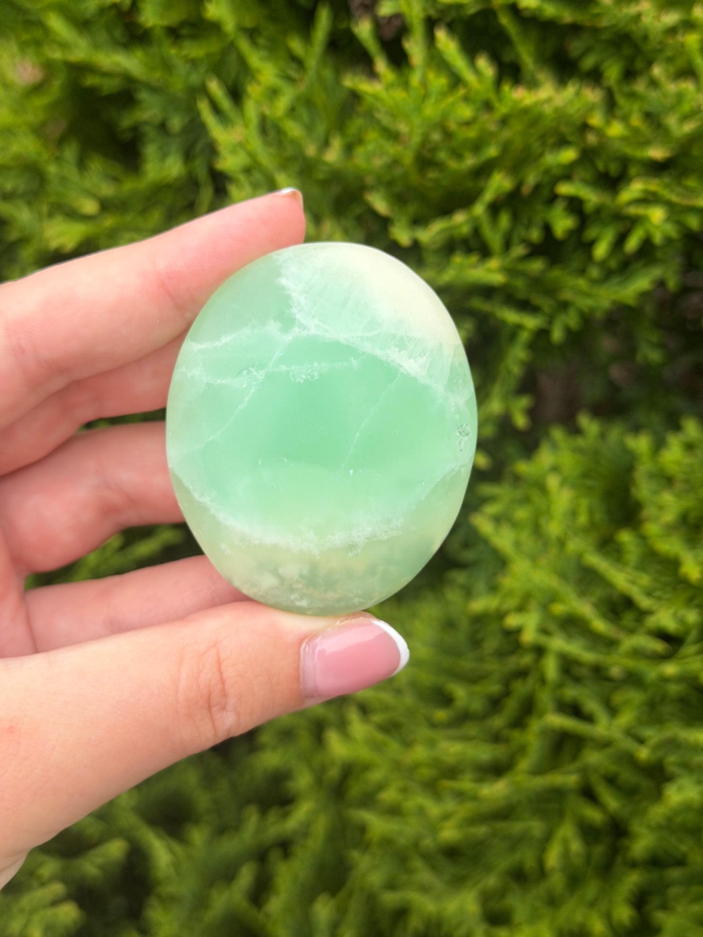 Pistachio Calcite Palm Stone
