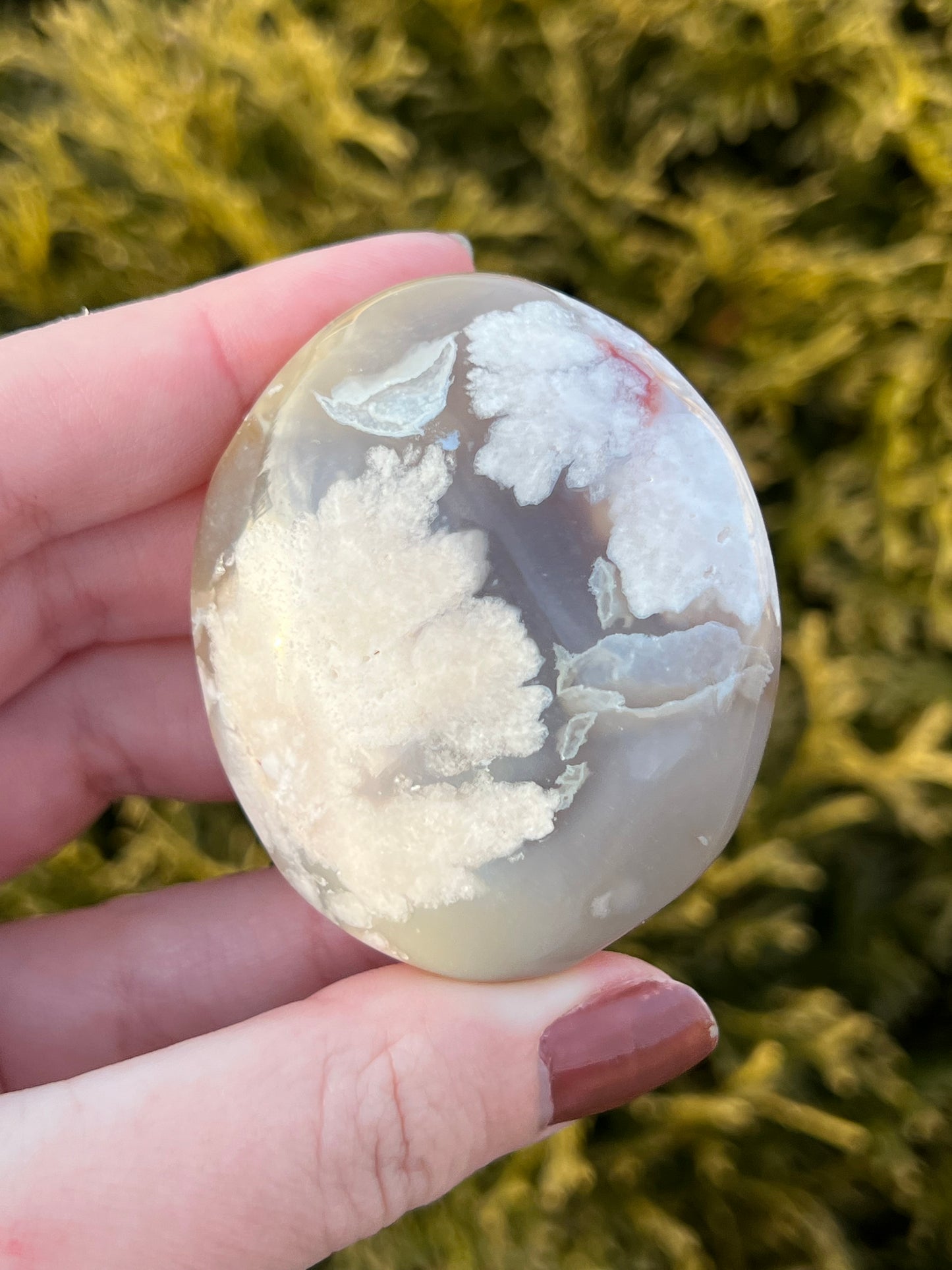 Flower Agate Palm Stone