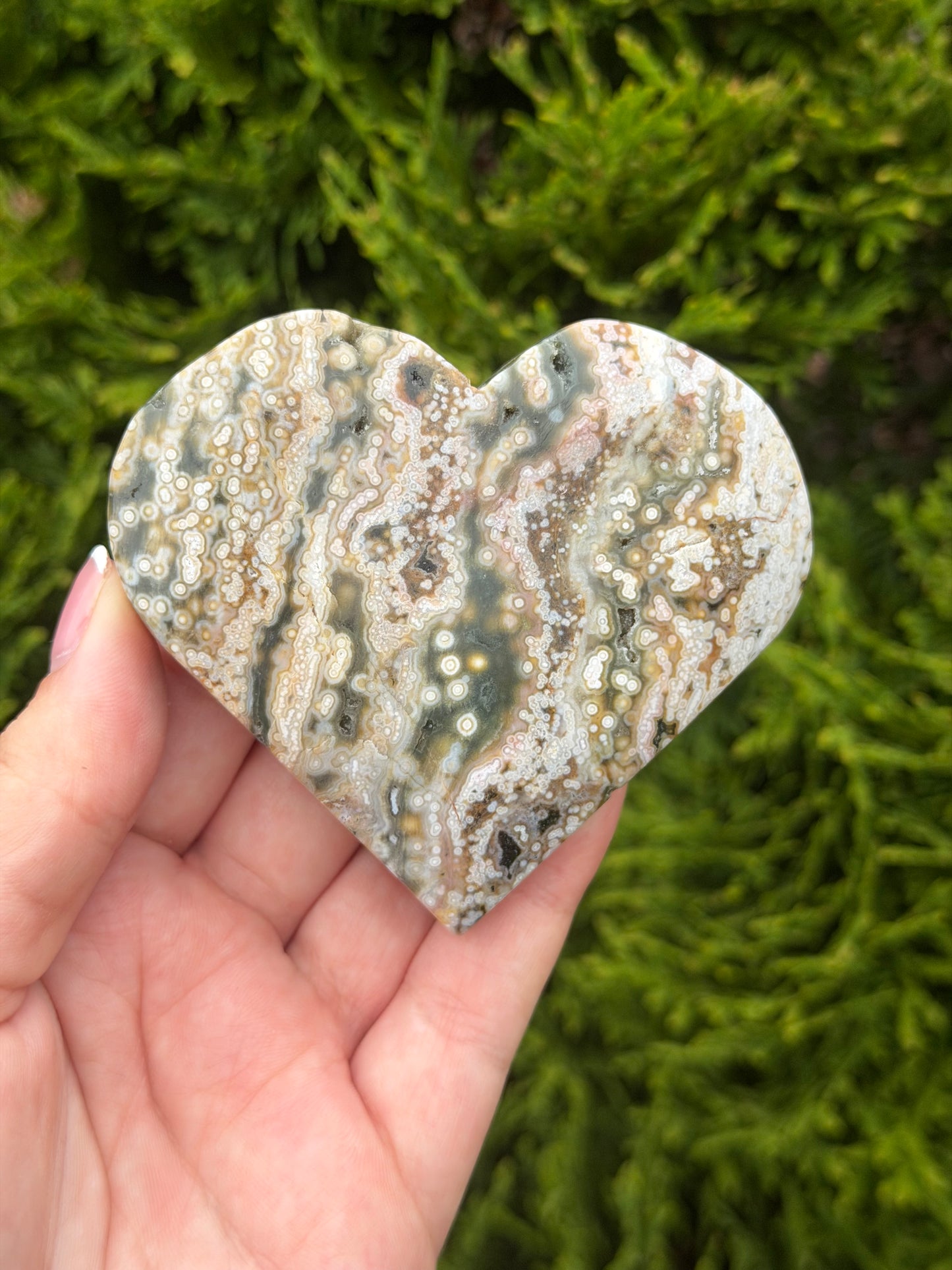 Bubble Orbicular Ocean Jasper Heart 2