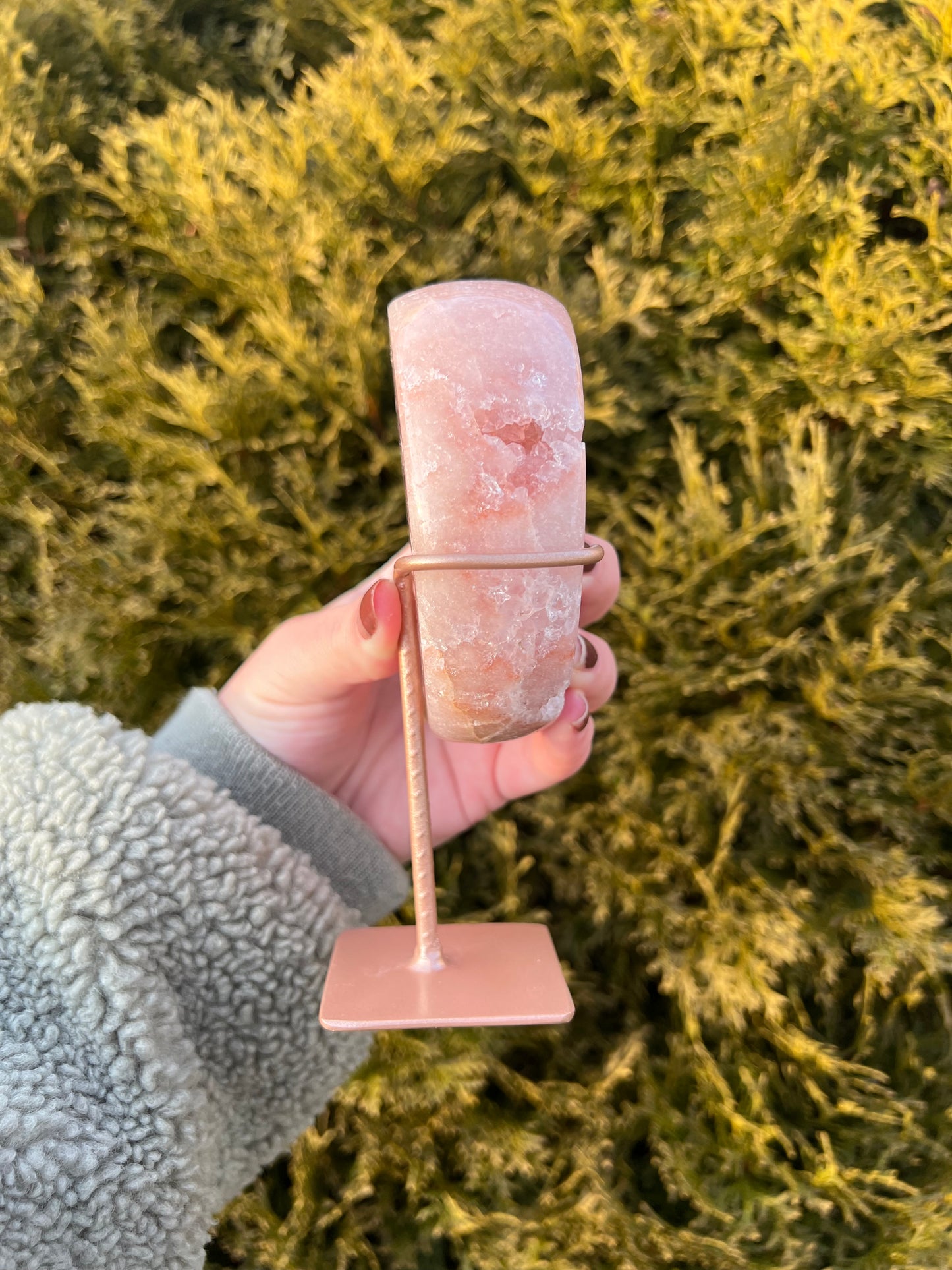 Pink Amethyst Moon on Stand