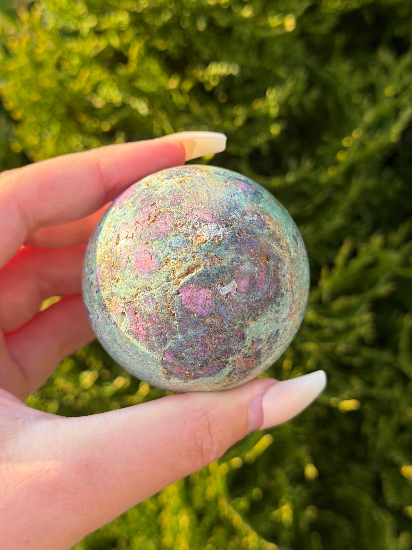 Ruby in Fuchsite Sphere