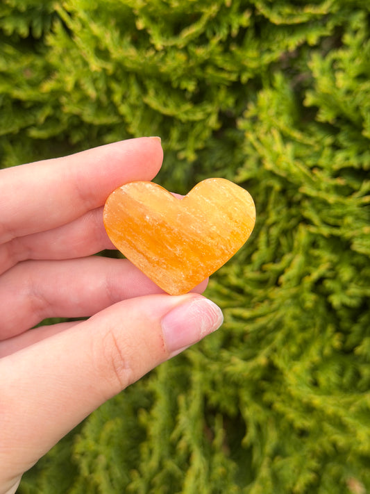 Mini Orange Calcite Heart