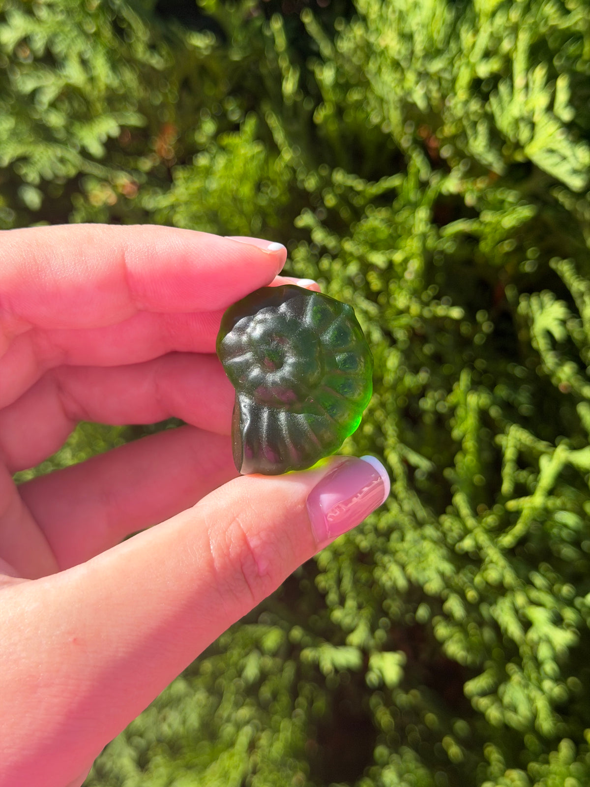 Green Man Made Crystal Shell