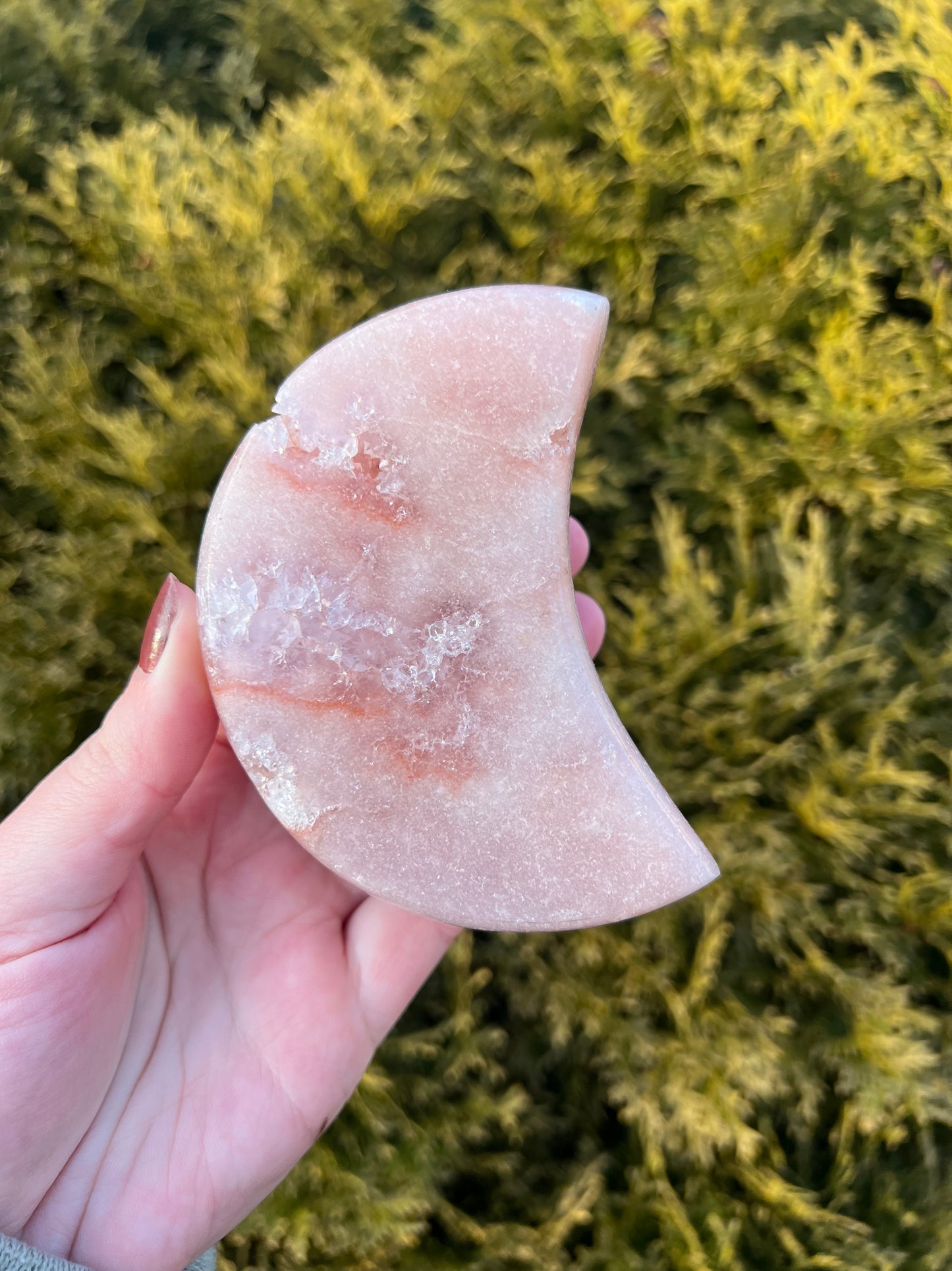 Pink Amethyst Moon on Stand