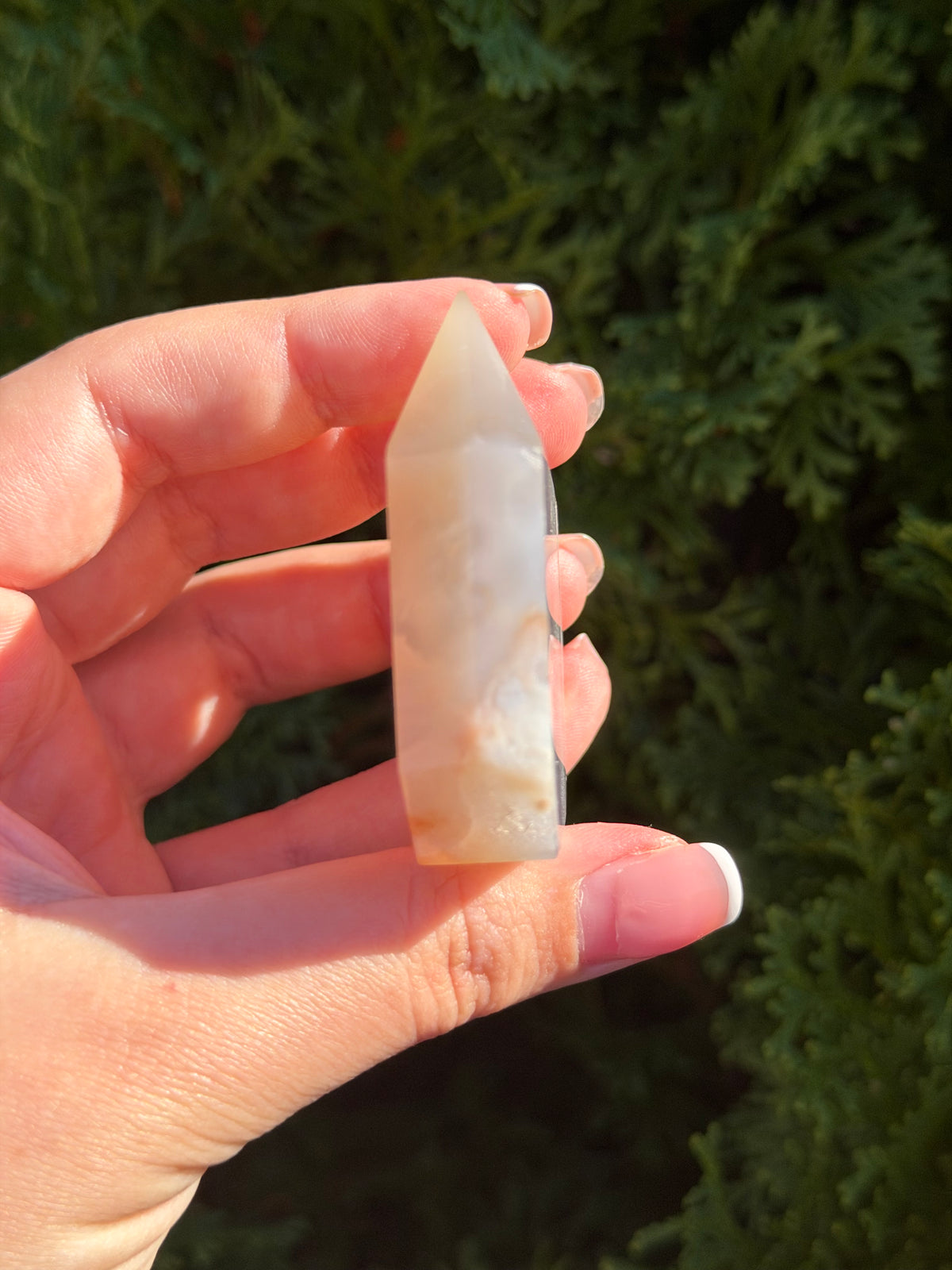 Flower Agate Druzy Point