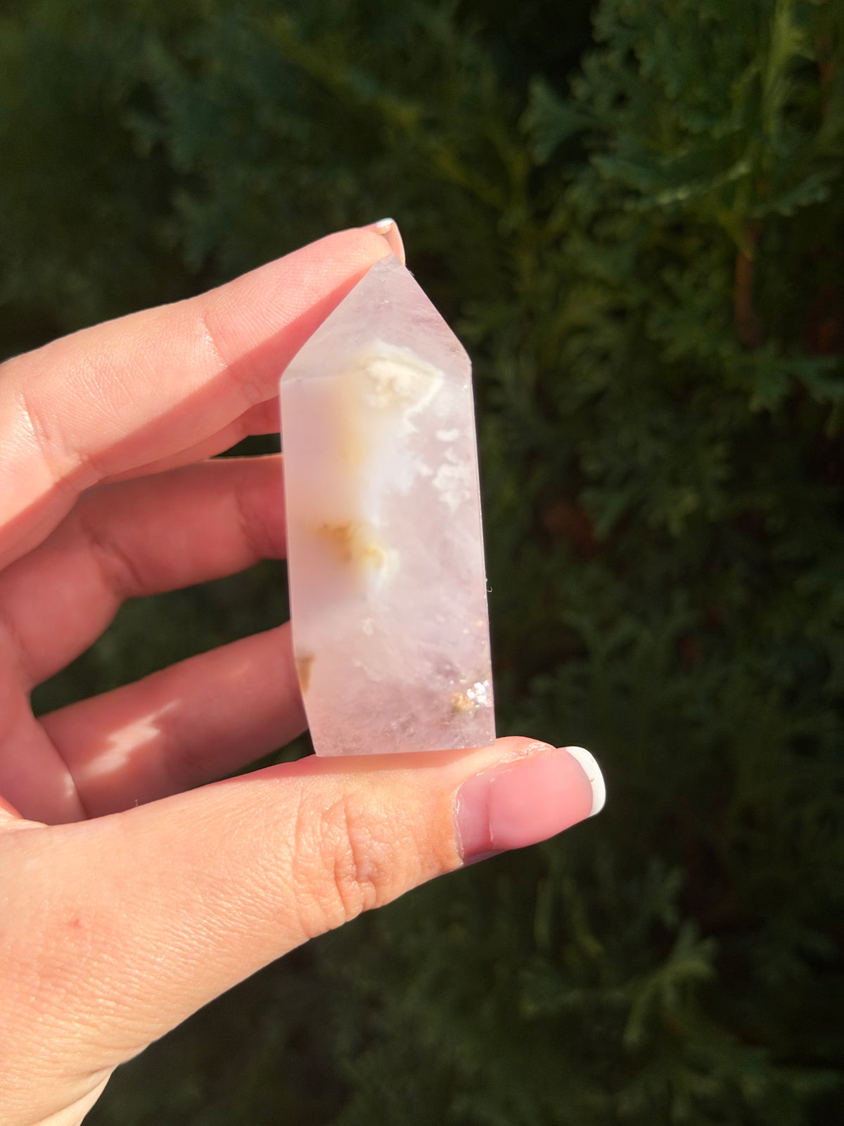 Flower Agate Druzy Point