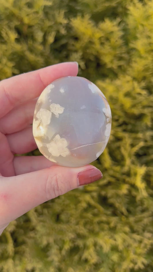 Flower Agate Palm Stone