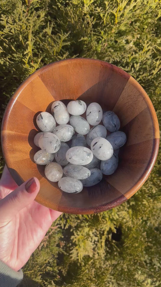 Black Rutilated Quartz Tumbled Stones