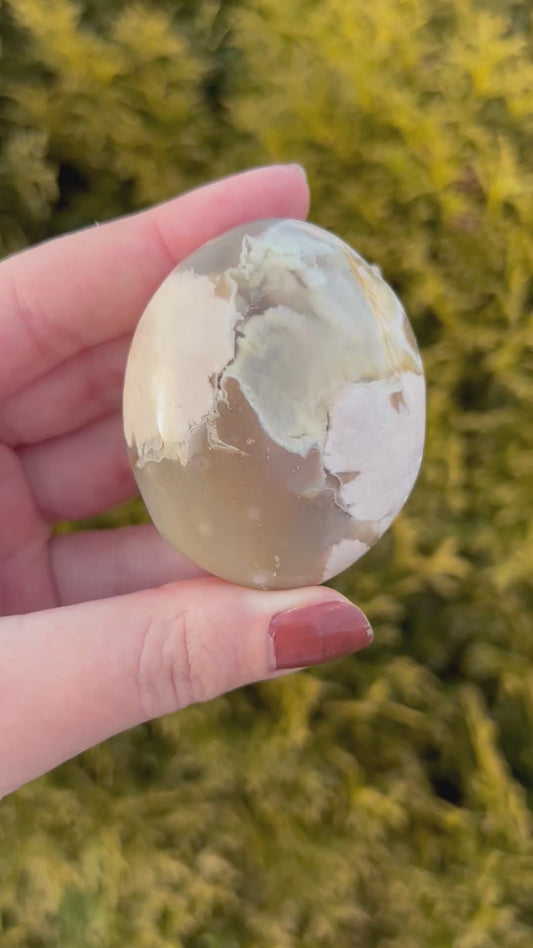 Flower Agate Palm Stone